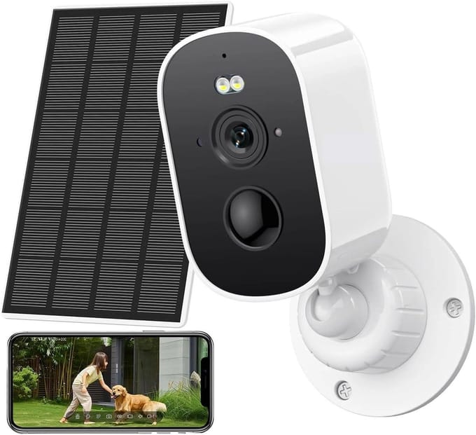 Beveiligingscamera Buiten - WIFI Camera - Huisbewaking - AI Menselijke Detectie - 2MP - Wit