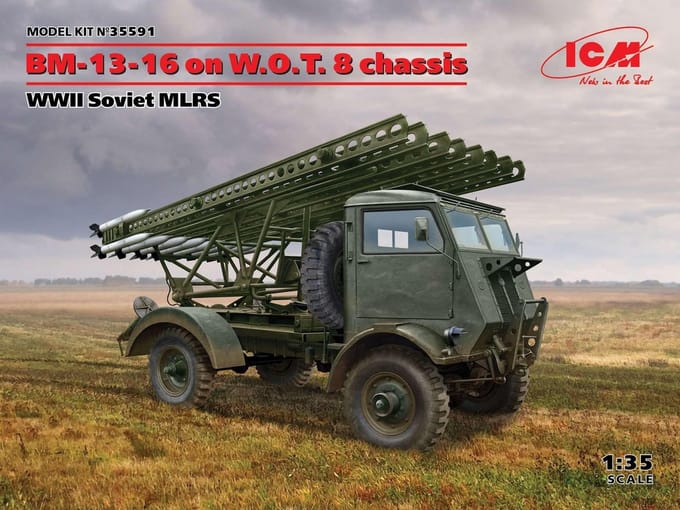 ICM Modelbouwpakket Militaire voertuigen - 35591 BM-13-16 on W.O.T. 8 chassis - WWII Soviet MLRS Plastic - 1:35 - Modelbouw