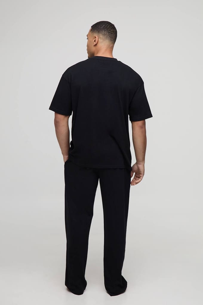 MAN Loungewear Oversized T-Shirt And Relaxed Jogger Set | Black | Size Medium