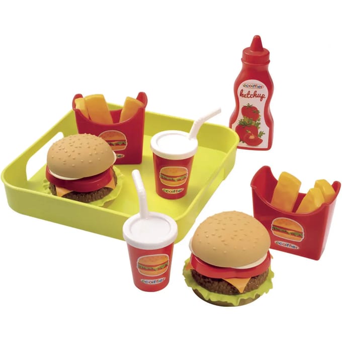 Ecoiffier 100% Chef Hamburgerset on serving tray