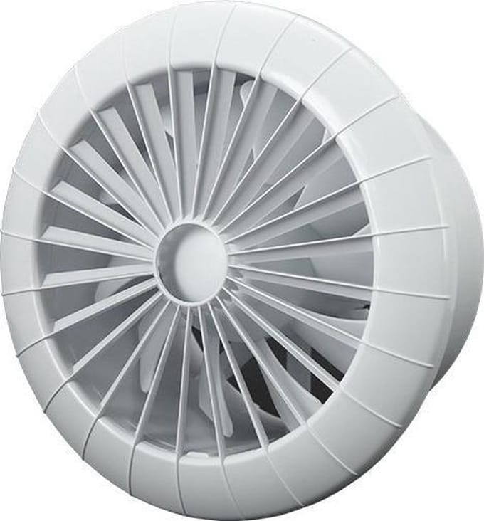Badkamerventilator rond diameter 150 mm wit met TIMER - 150BBTS