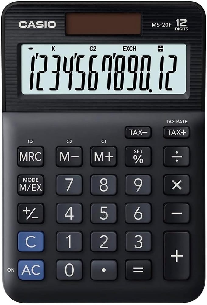 Tafelrekenmachine 12-cijferig met belasting- en valutaomrekening