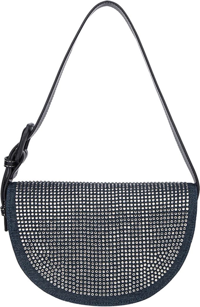 Hvisk Nomi Denim Embellished Schoudertassen Dames - Blauw - Maat ONESIZE