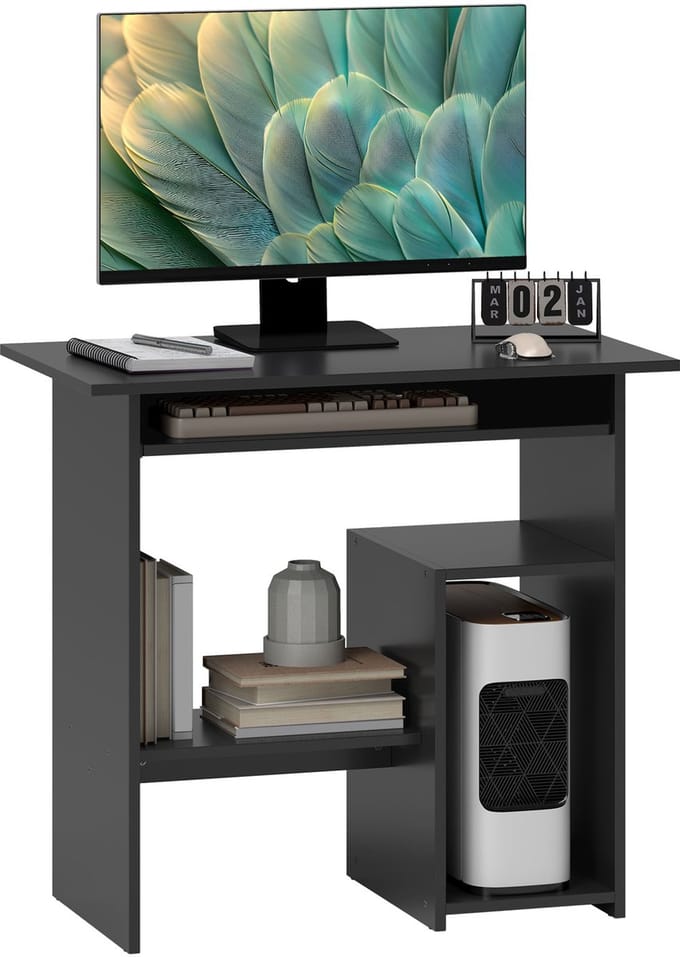 HOMCOM - Computertafel - Spaanplaat - 80L x 45B x 75H cm - Zwart
