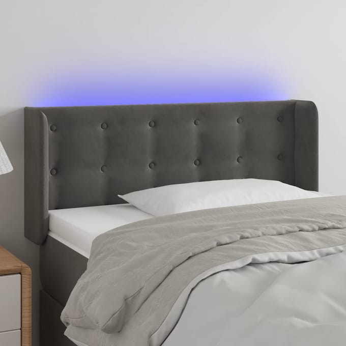vidaXL - Hoofdbord - LED - 93x16x78/88 - cm - fluweel - donkergrijs