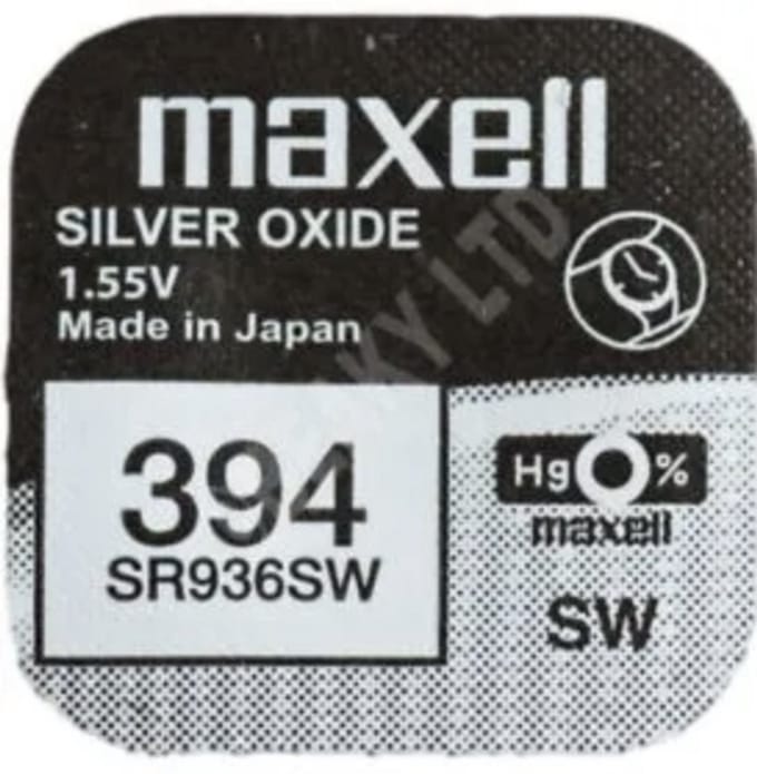 MAXELL - 394 - SR936SW - zilveroxide knoopcel horlogebatterij 2 (twee) stuks