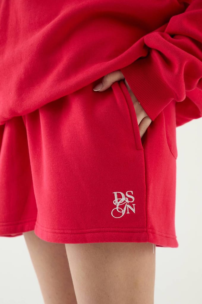Dames Dsgn Studio Sweatshort Met Trekkoord In De Taille | Red | Maat: Small