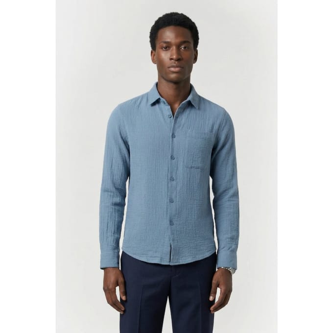 Dstrezzed Ds-dandy Shirt Provincial Blue Größe: S | Casual hemden Outlet | Herren | Blau