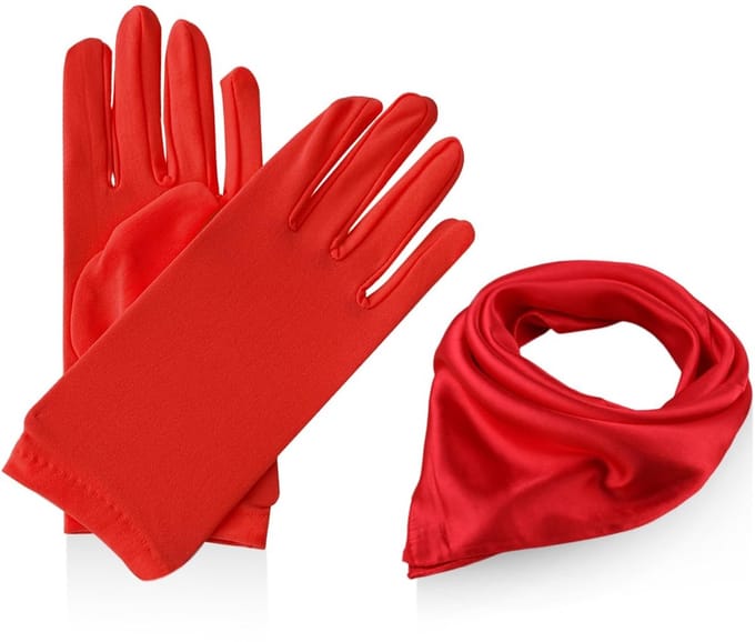 Set van Rode Satijnen Handschoenen en Sjaal voor Speciale Gelegenheden