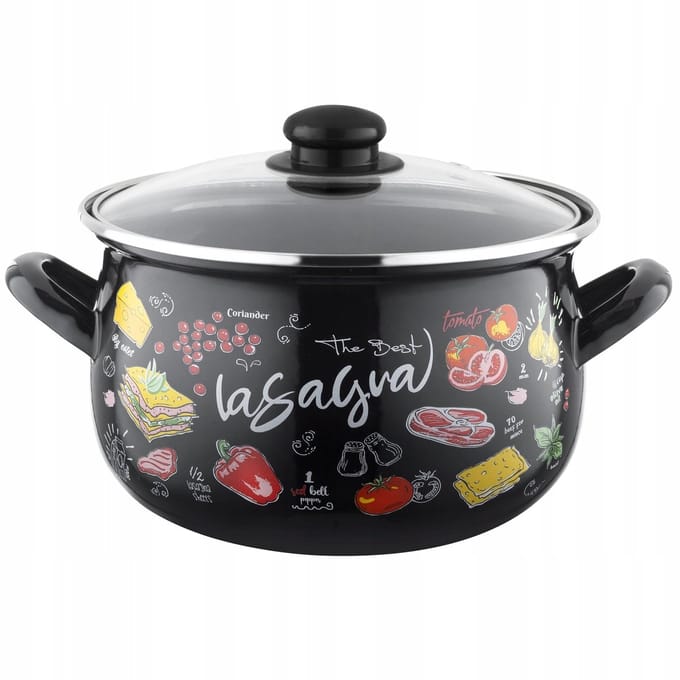 Emalia Pleszew Lasagne Emaille Pan 5,3L - Zwart, 22cm