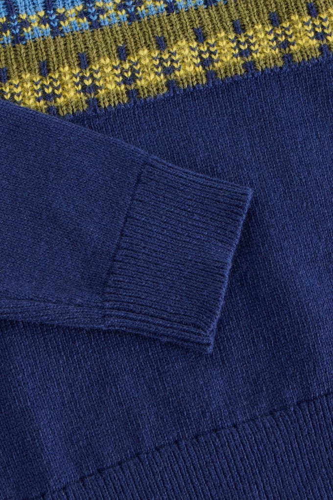 White Stuff Fairisle Yoke Jumper Dark Navy Größe: 7-8 | Strickjacken Outlet | kids | Blau