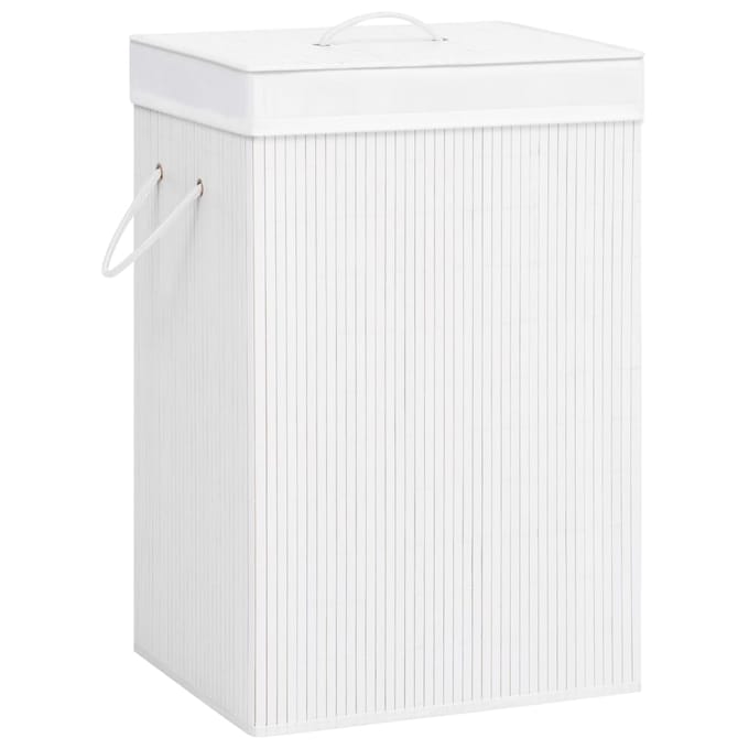 vidaXL - Wasmand - met - 2 - vakken - 72 - L - bamboe - wit