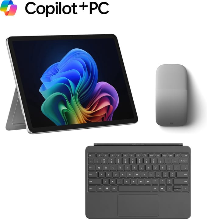 Microsoft Surface Pro - Copilot + Laptop + Pro Keyboard & Arc Muis - 12 inch Touchscreen - 16GB RAM/ 512GB SSD - Platinum