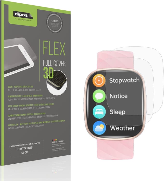 dipos FLEX – 2x Matte Screenprotector geschikt voor PTHTECHUS S60K | Volledige Schermbescherming | Case-Friendly