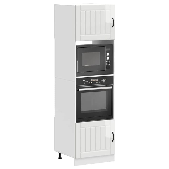 vidaXL - Ovenkasten - 2 - st - Lucca - bewerkt - hout - glanzend - wit