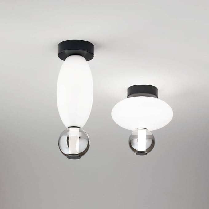 Ideal Lux LED plafondlamp Lumiere-2, opaal/grijs glas, zwart