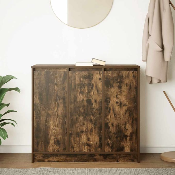 vidaXL - Dressoir - 85x34x76 - cm - bewerkt - hout - gerookt - eikenkleurig