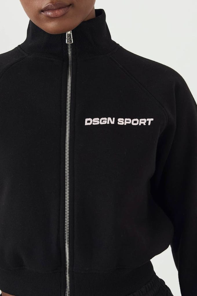 Dames DSGN Studio Sport Trechter Hals Raglan Bomber Sweatshirt | Zwart | Maat: Medium