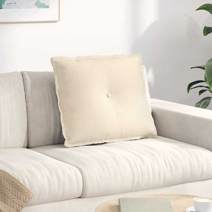 vidaXL - Rugkussen - Crèmekleurig - 60 - x - 50 - x - 19 - cm - Corduroy - stof