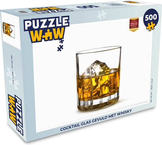 Puzzel Cocktail glas gevuld met whisky - Legpuzzel - Puzzel 500 stukjes