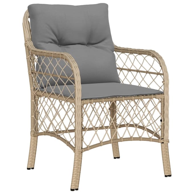 vidaXL - 7-delige - Tuinset - met - kussens - poly - rattan - gemengd - beige