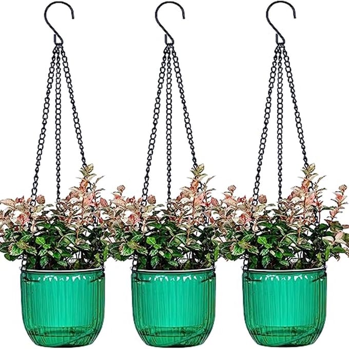 Omgoods - Set van 3 Hangende Bloempotten met Drainage, 4,5 Inch