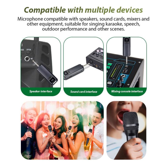 Draadloos Microfoonsysteem met Handmicrofoon Professionele Dynamische Microfoons voor Thuisbioscopen 1 Receiver and 1 Microphone