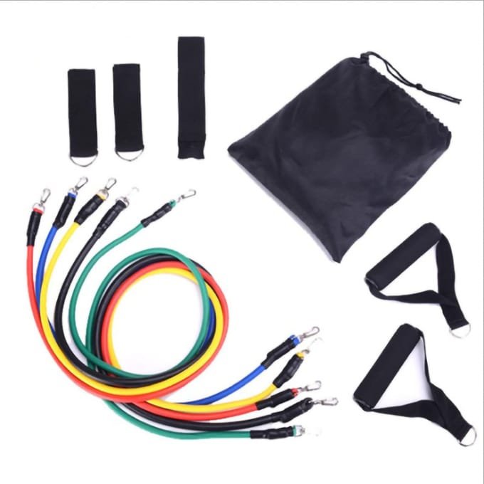 11 stuks latex weerstandsbanden, multifunctionele elastische oefenweerstandsbanden, expander black