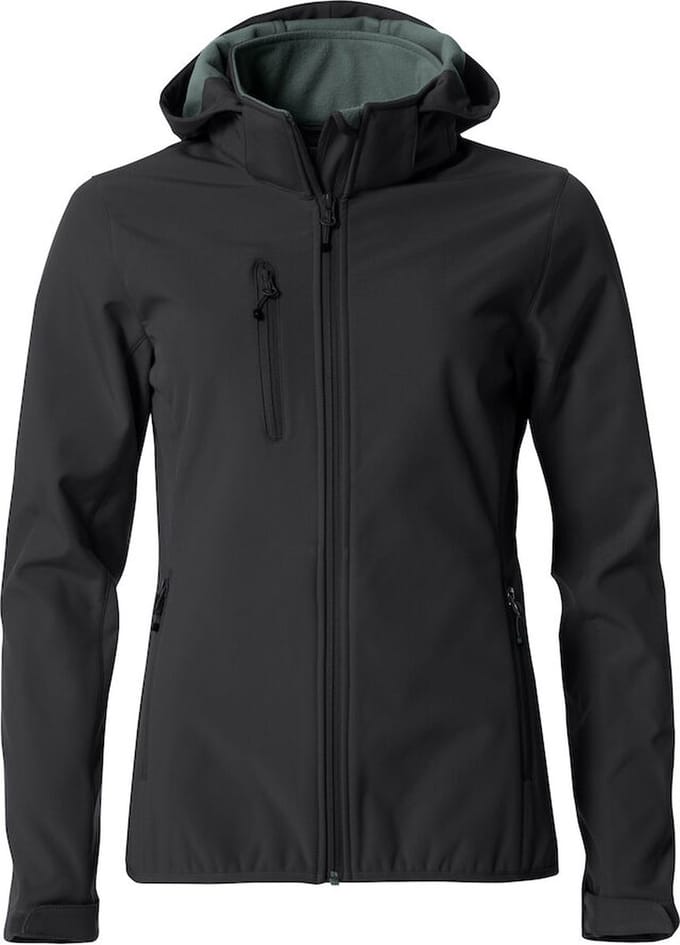 Clique Softshell jas met Capuchon Basic Dames - Zwart - Maat XS/34