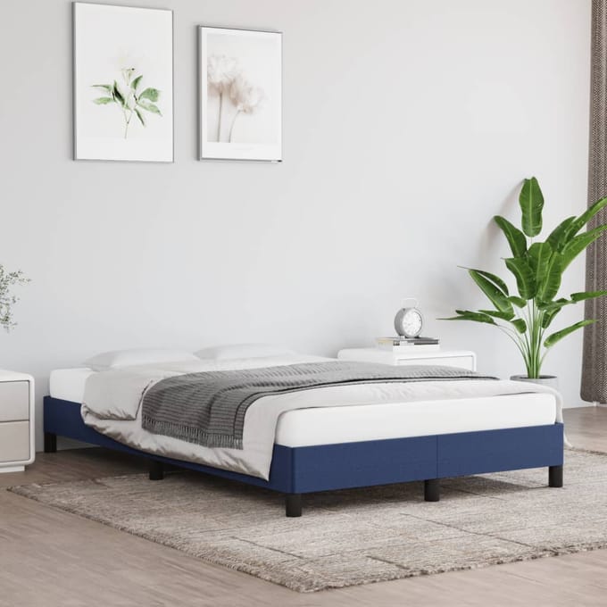 vidaXL - Bedframe - zonder - matras - 120x200 - cm - stof - blauw