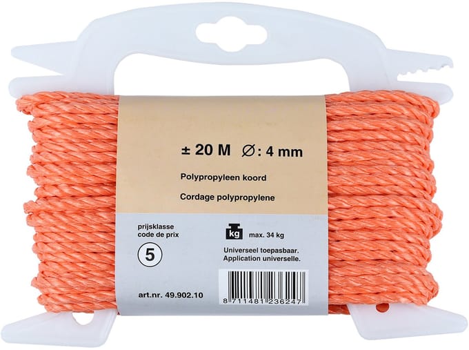 Polypropyleen Touw Oranje | 4 mm dik | 20 m