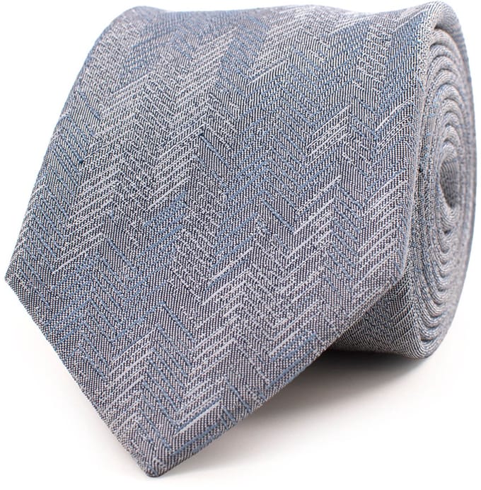 TRESANTI | GIANNI | Silk tie with a bold herringbone pattern | Navy