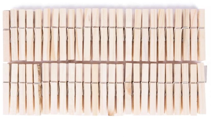 Benson Wasknijpers - 50x stuks - bamboe - 7 cm - hout - knijpers