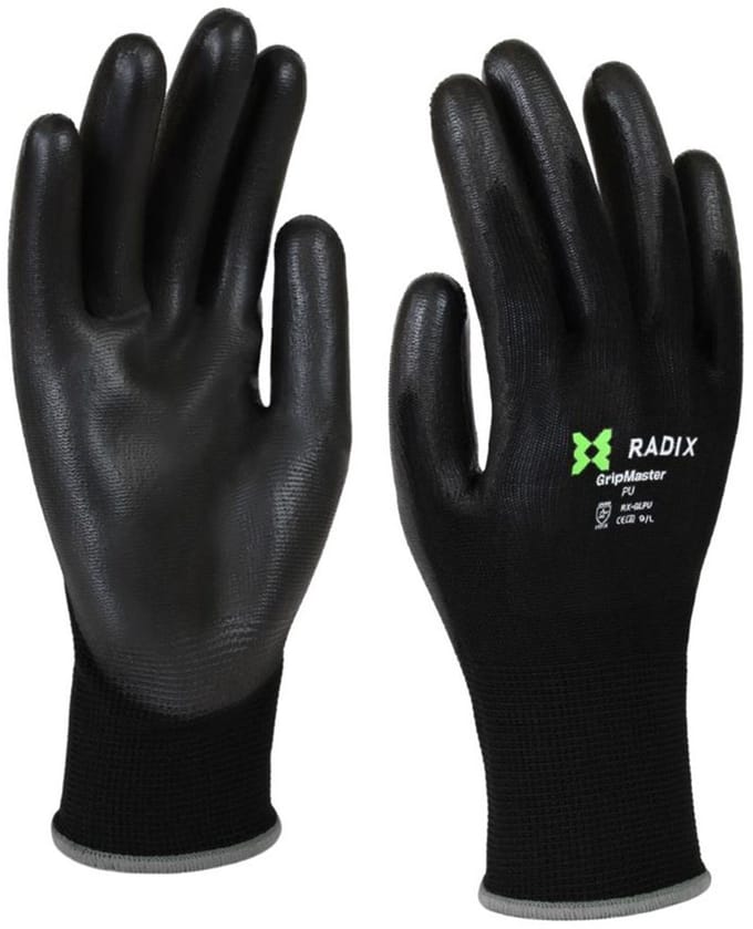 Radix GripMaster - Werkhandschoenen - PU Black - M9 / L