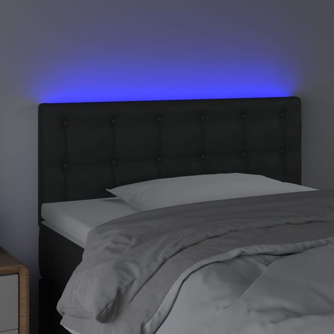 vidaXL - Hoofdbord - LED - 90x5x78/88 - cm - kunstleer - zwart