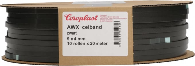 Coroplast AWX Celband 9x4 mm - 10x20m Zwart