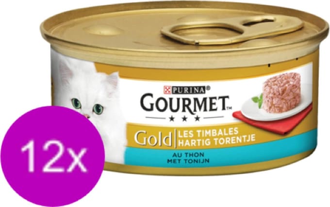 12x Gourmet - Gold Hartig Torentje Tonijn - Kattenvoer Natvoer - 85 g
