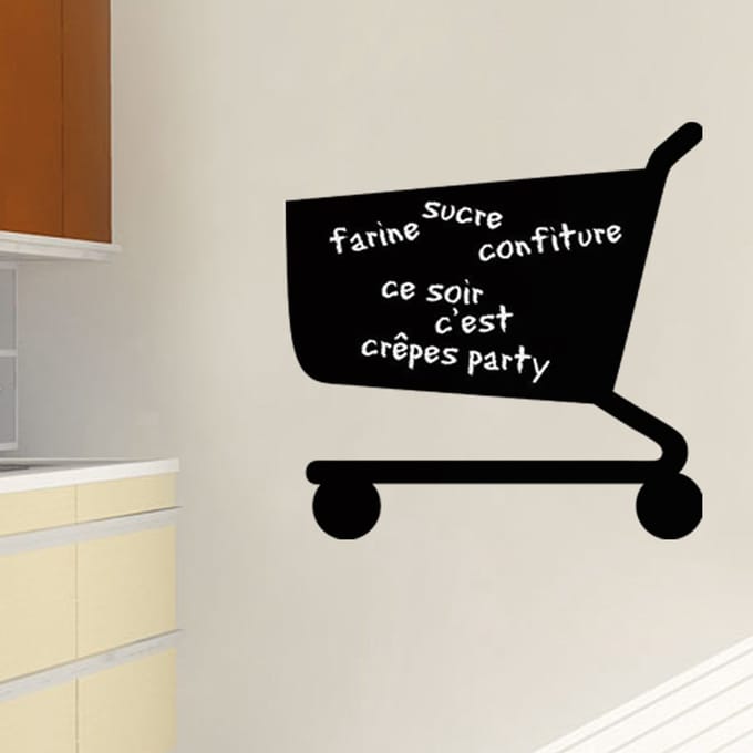 Schoolbordsticker - uitwisbare zelfklevende muurstickers - Trolley-design - 30x30cm