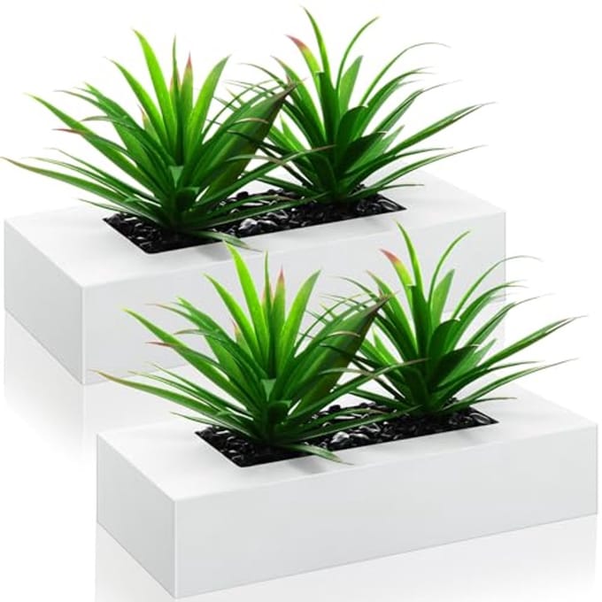Set van 2 kunstplanten in houten potten voor binnen