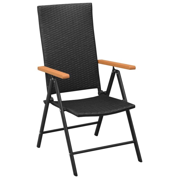 vidaXL - Opklapbare - stoelen, - 4 - stuks, - van - polyrotan, - zwart.