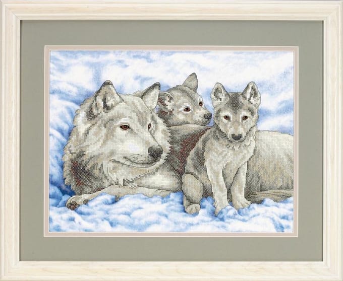 Mother Wolf and Pups Voorbedrukt Dimensions