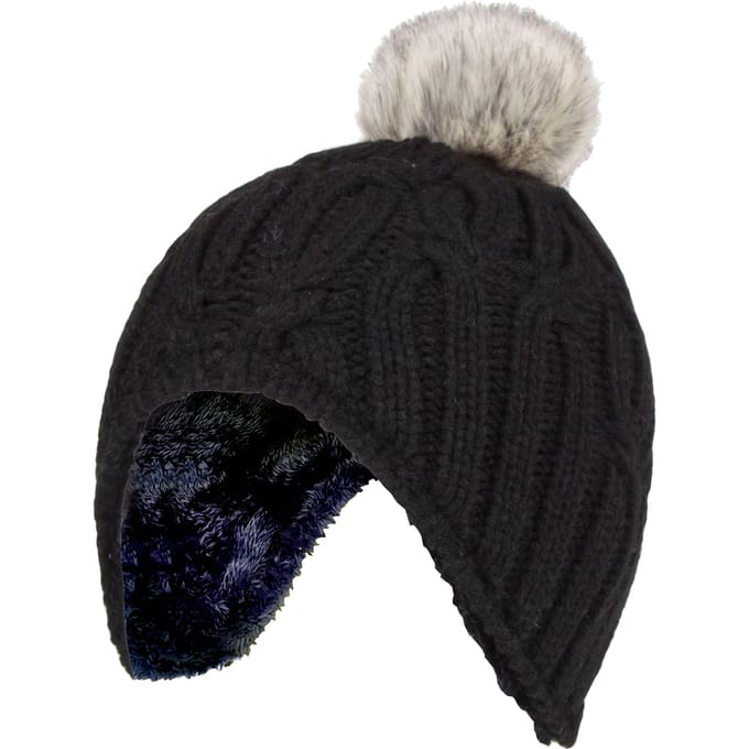 Heat Holders - Kabelgebreide Muts Voor Meisjes Met Pom Pom - Wolkengrijs