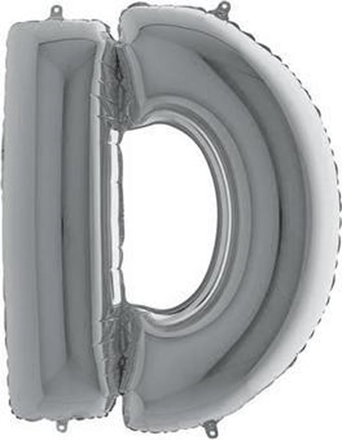 Folieballon letter 'D' zilver (100cm)