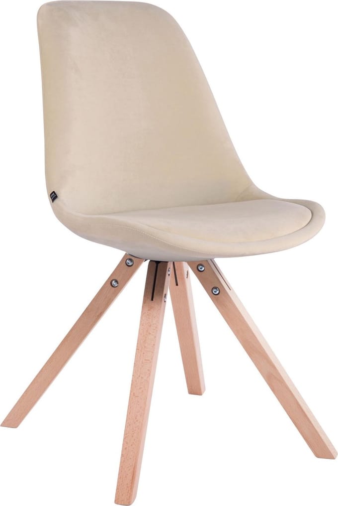 CLP Toulouse - Eetkamerstoel - Vierkant frame - Fluweel natura/creme