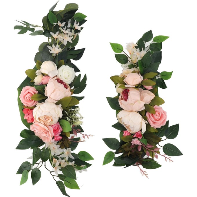 Bruiloftsprieel Drapering Kunstbloem Multifunctionele Bruiloft Welkomstborden Bloemen Decoratie Rood roze