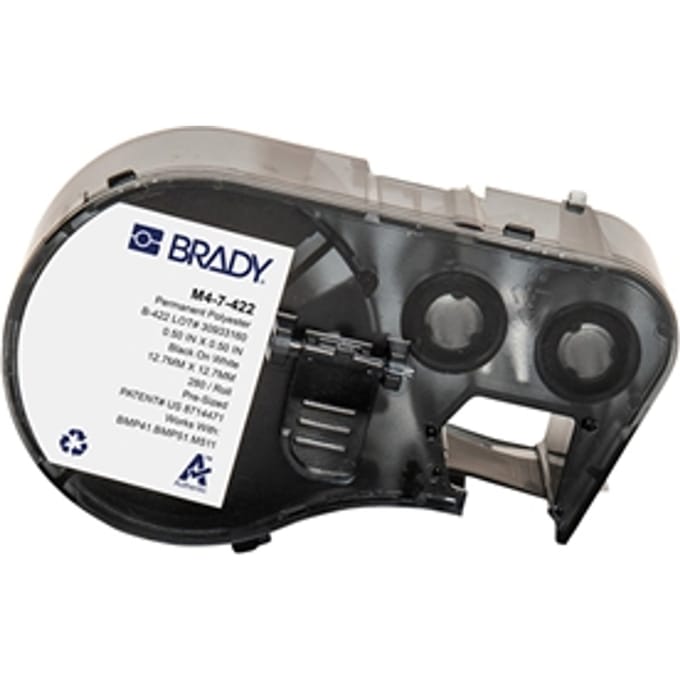 Brady M4-7-422 polyester labels zwart op wit | 12,7 mm x 12,7 mm (origineel)