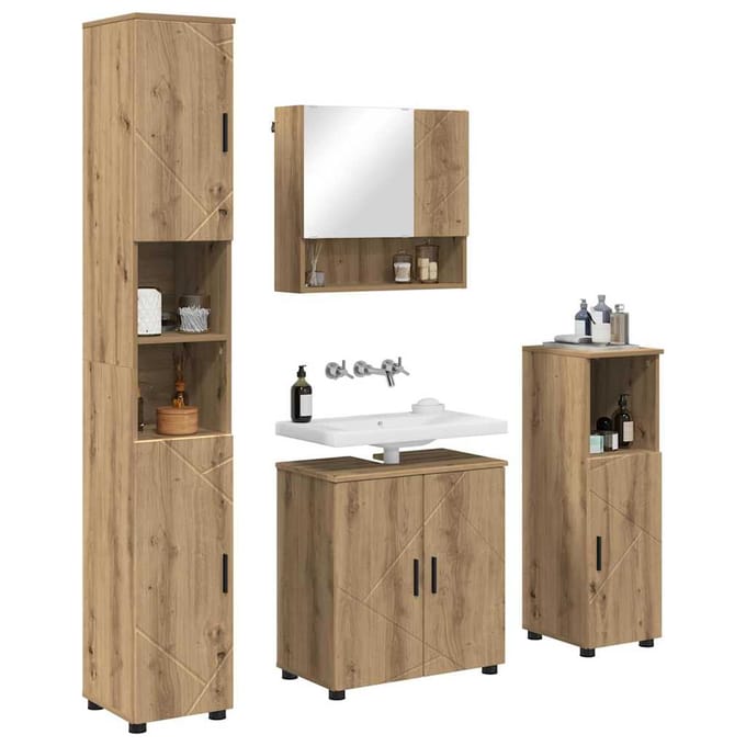 vidaXL - Badkamermeubel - Set - 4 - st - Artisan - Eiken - 61 - x - 35 - x - 64 - cm
