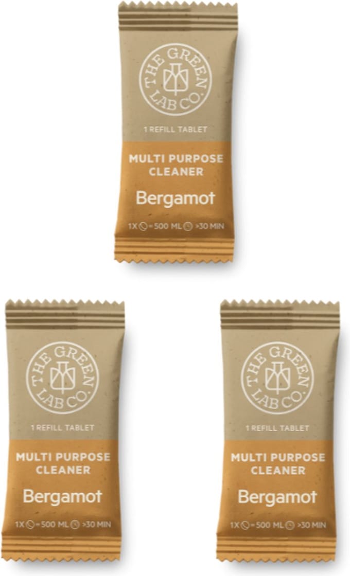 The Green Lab Co. Navulling Duurzame Allesreiniger Tabletten - Bergamot - 3 Tabletten - 1500 ml Reiniger