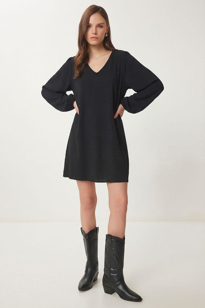 V-hals Losse Pas Mini Jurk