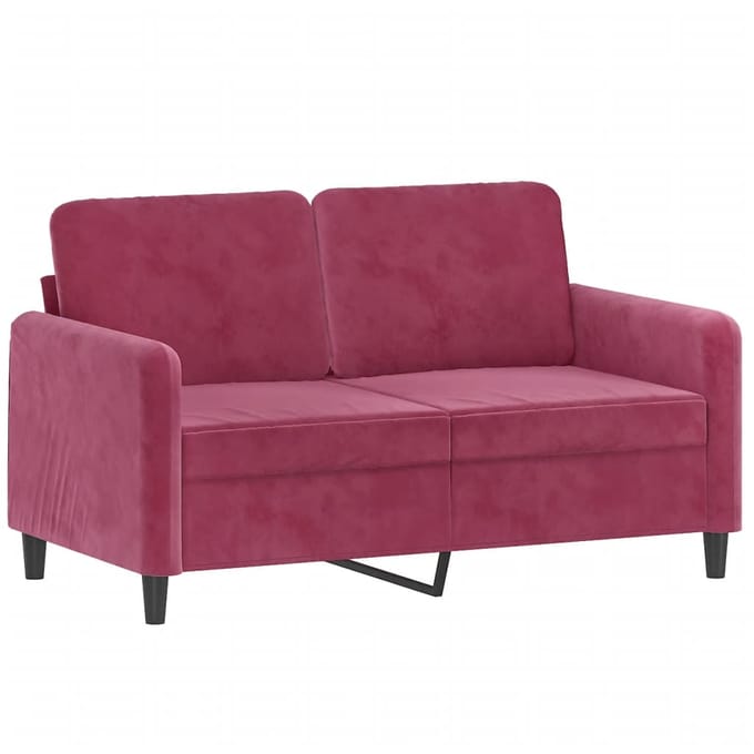 vidaXL - 3-delige - Loungeset - met - kussens - fluweel - wijnrood